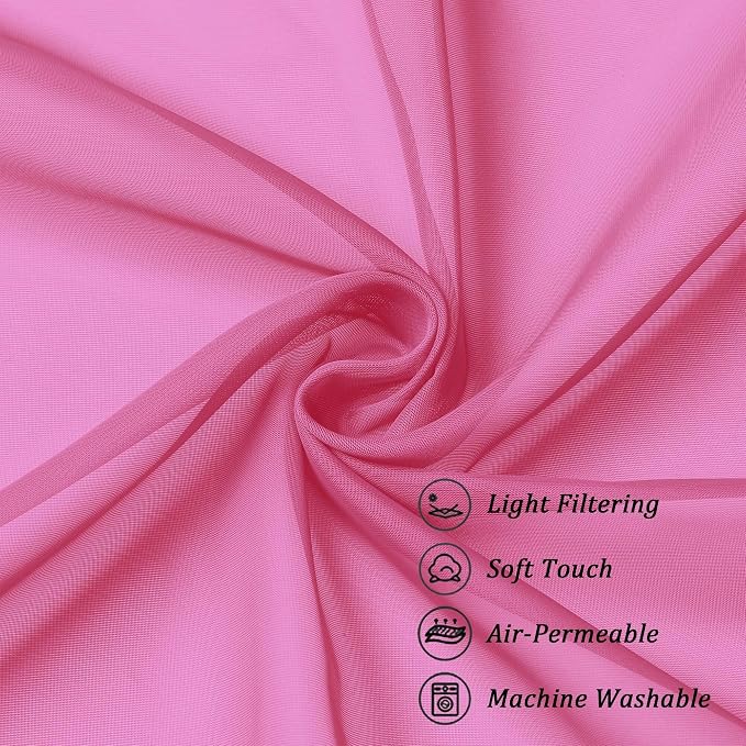 Chyhomenyc Hot Pink Sheer Curtains 30 inch Length 2 Panels, Light Filtering - Image 7