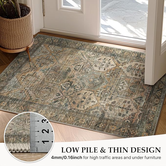 GENIMO 9x12 Area Rugs for Living Room, Machine Washable Non Slip Vintage Rugs - Image 7