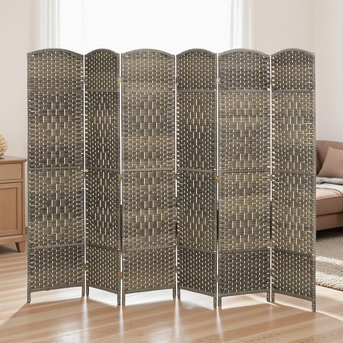 HOMCOM Room Divider, 6 Ft 6 Panel Folding Privacy Screen, Hand-Woven PP Wall - Image 9