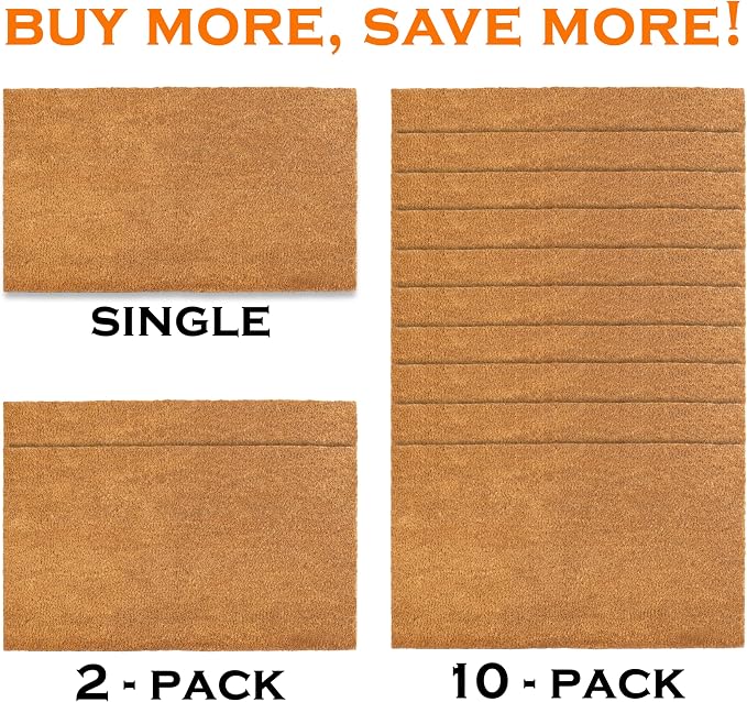 MAINEVENT Plain Coir Doormat Bulk 30x17 Inch, 2 Pack Door Mat Coir Outdoor - Image 4