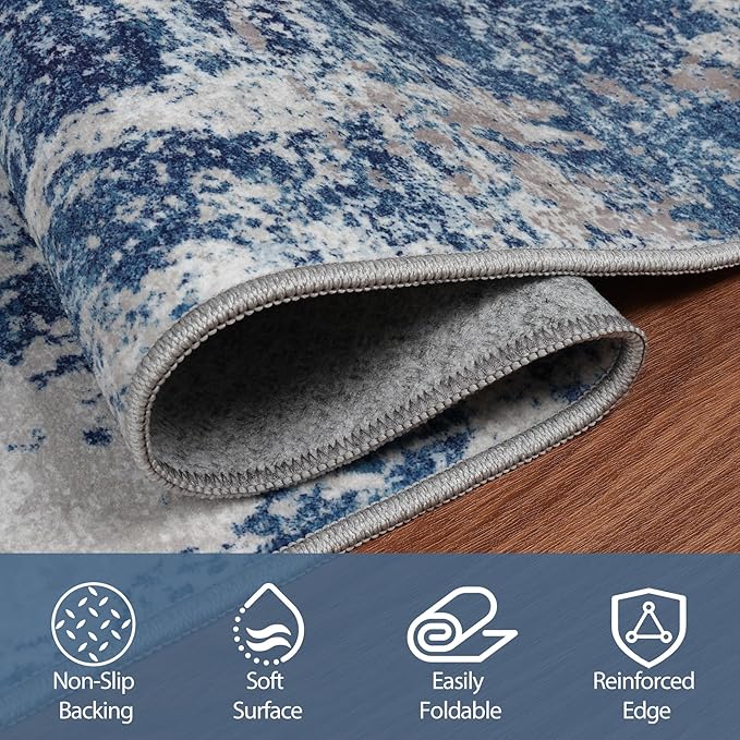 5x7 Area Rugs for Living Room Rug Washable: Abstract Rug for Dining Room - Image 4