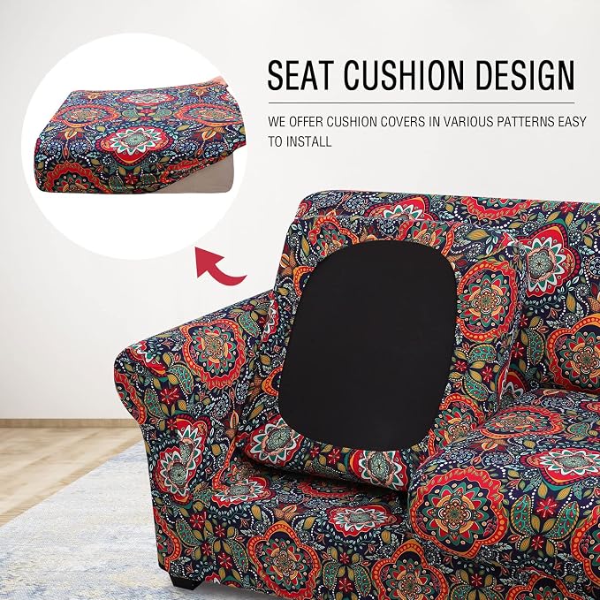 hyha Couch Cover, Floral Pattern, 4 Pieces, Sofa Slipcovers, - Image 2