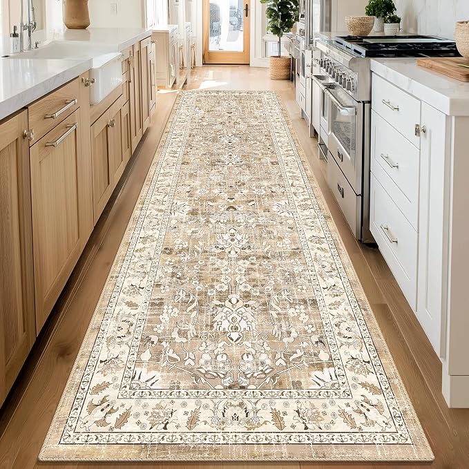 LOKHOM Washable Runner Rug, 3x10 Non-Slip Vintage Kitchen Runner Rug by LOKHOM
