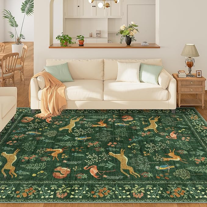 DUKINO 9x12 Rug, Washable Animal Living Room Rug - Image 2