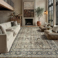 PureCozy Vintage Area Rug 12x15 Brown Washable Living Room Large Carpet Non by PureCozy