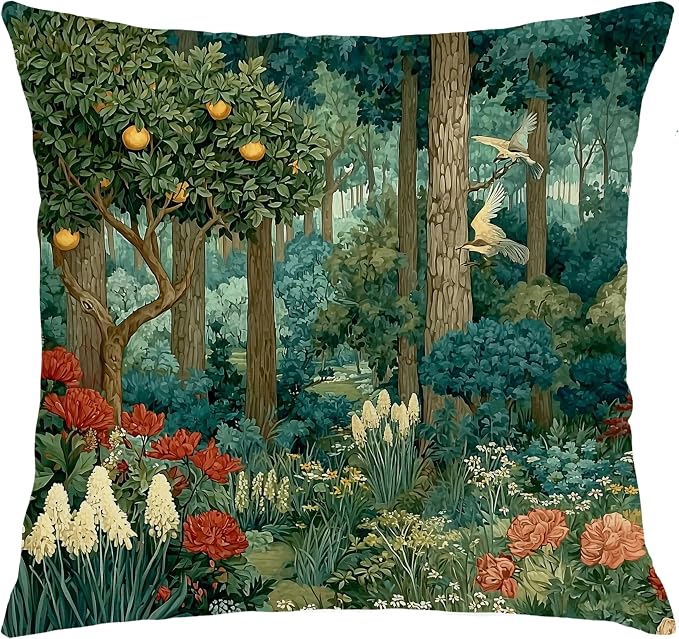 Rustic Forest Green Pillow Covers 18x18 Double-Sided, Cottagecore Summer Lemon by Unknown