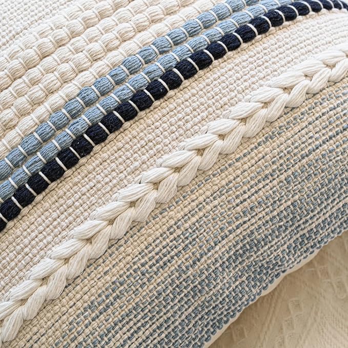 BlissBlush Coastal Blue Boho Decorative Throw Pillow Cover 18x18 Modern - Image 8