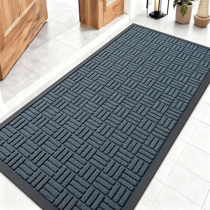 OLANLY Front Door Mat Outside Entrance 47x23, Heavy Duty Sturdy Natural Rubber by OLANLY