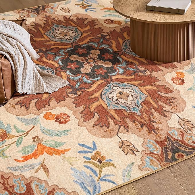 Phantoscope Washable Area Rug 5'x7' Non-Slip, Vintage Boho Rugs - Image 6