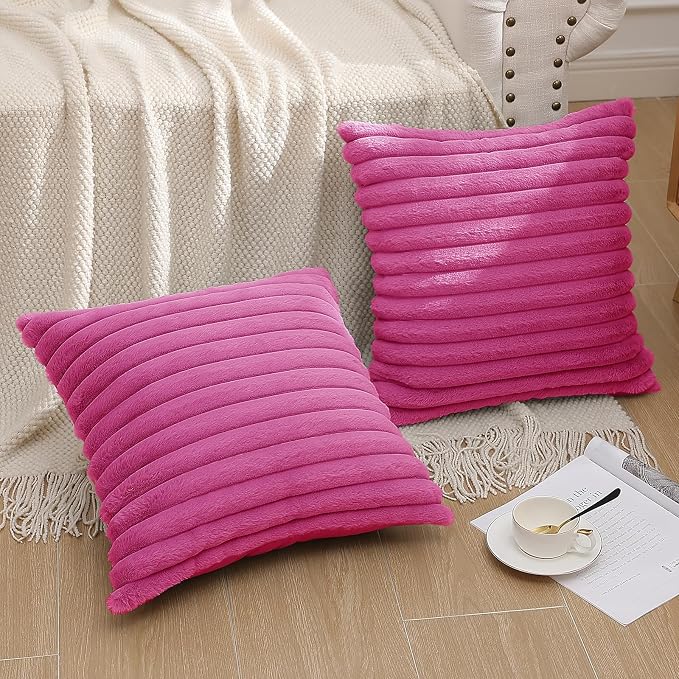 Pallene Faux Fur Plush Throw Pillow Covers 16x16 Set of 2, Luxury Soft Fluffy - Image 6