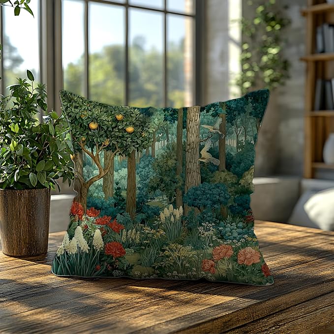 Rustic Forest Green Pillow Covers 18x18 Double-Sided, Cottagecore Summer Lemon - Image 5