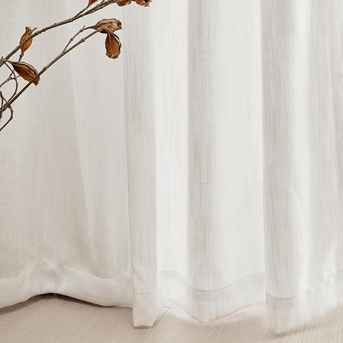 MYSKY HOME Short Curtains for Small Kitchen Windows 45 inches Length, Linen - Image 5