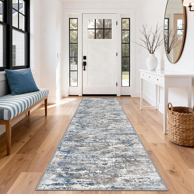 Runners for Hallways Ultra Non-Slip 3x10 Long Runner Rugs Washable Abstract - Image 2