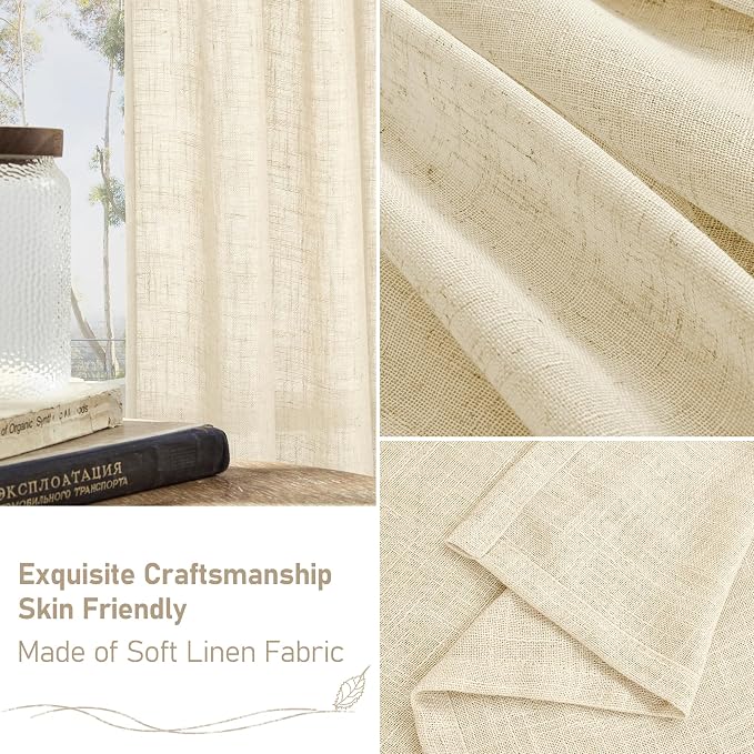 LAMIT Beige Linen Curtains 63 inches Length - Image 8
