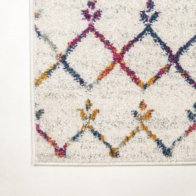 JONATHAN Y Boho Vintage Diamond Cream/Multi Indoor Area Rug 8X10 ft, Moroccan - Image 9