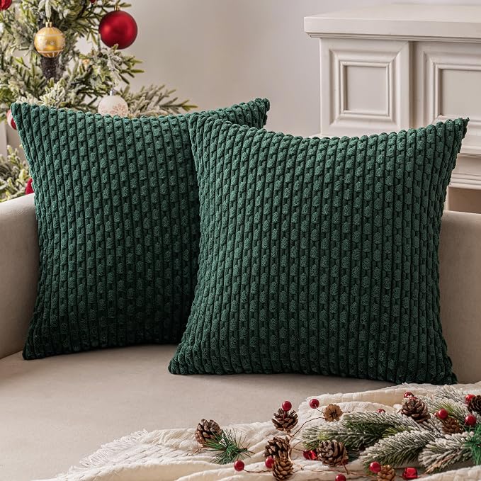 MIULEE Army Green Throw Pillow Covers Soft Corduroy Decorative Eruo Sham Set of - Image 7