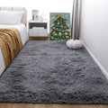 KICHOWUA 4x6 Grey Fluffy Shag Rug by KICHOWUA