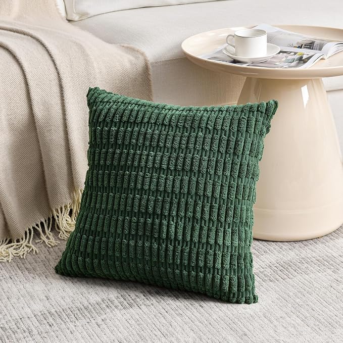 Fancy Homi 4 Packs Hunter Green Decorative Throw Pillow Covers 20x20 Inch - Image 2