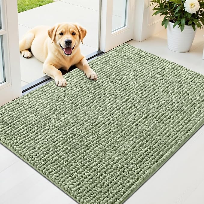 OLANLY Dog Door Mat for Muddy Paws 44x32, Ultra Absorbent Chenille Mud Doormat by OLANLY