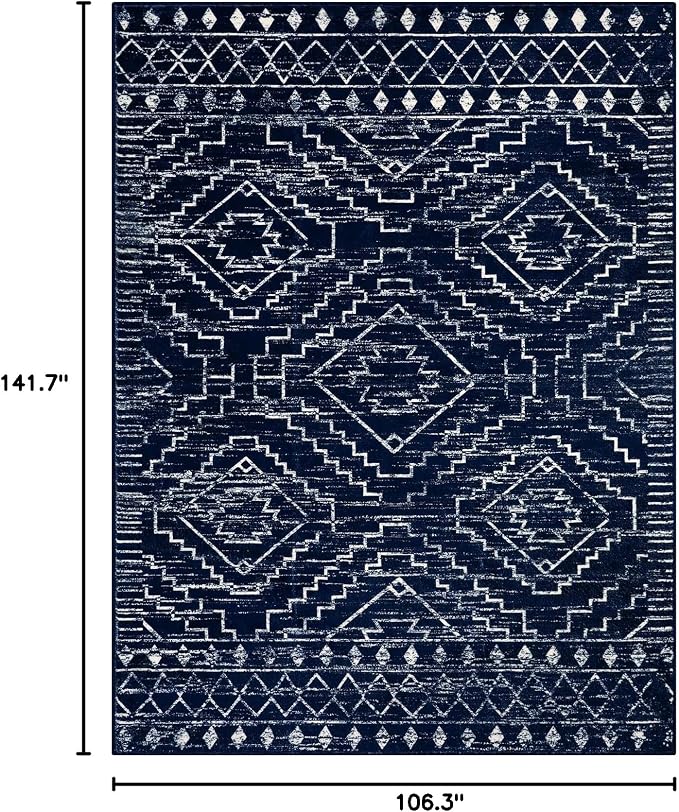 Wonnitar Moroccan Washable 9x12 Rug, Large Blue Rugs - Image 2