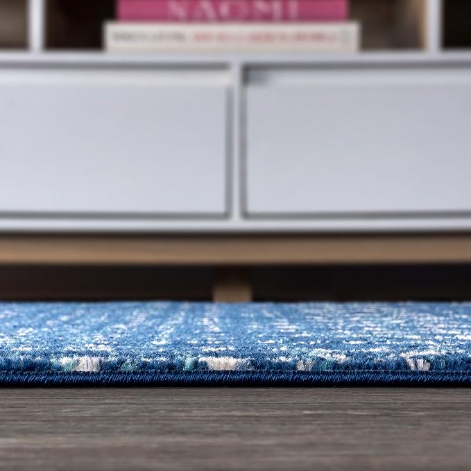 JONATHAN Y Boho Vintage Diamond Blue/White Indoor Area Rug 4X6 ft, Moroccan Hype - Image 10