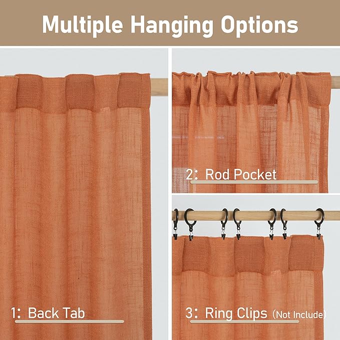 LAMIT Sheer Linen Curtains 63 Inch - Image 3