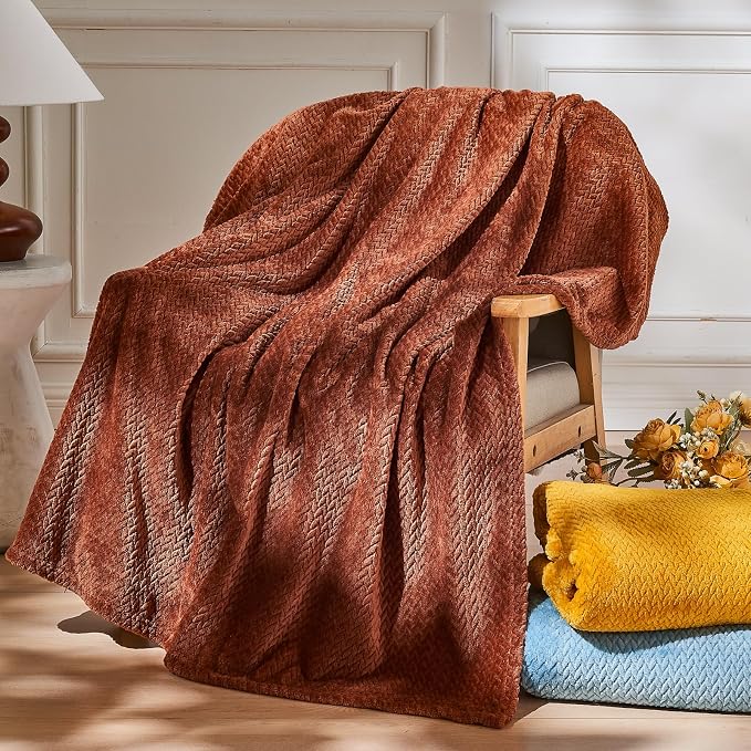 NEWCOSPLAY Super Soft Throw Blanket Coffee Premium Silky Flannel Fleece Leaves by NEWCOSPLAY