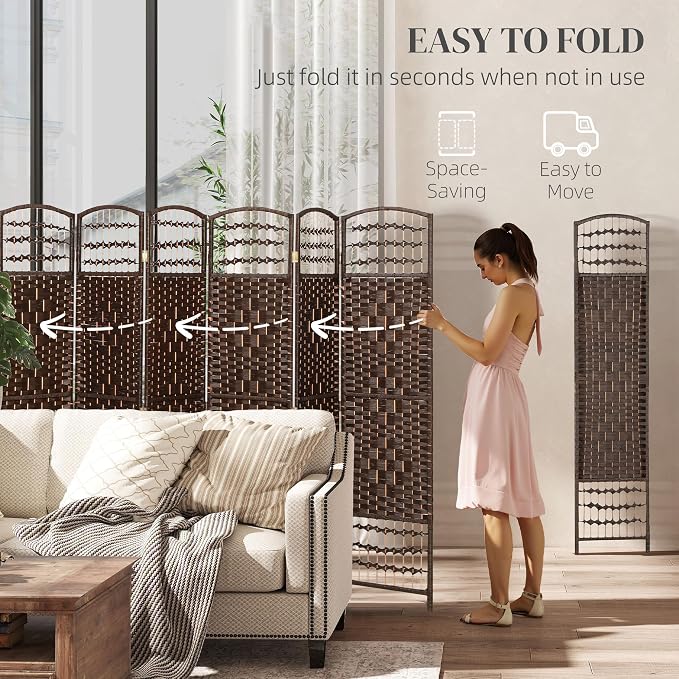 HOMCOM 8 Panel Room Divider, Folding Privacy Screen, 5.6' Room Separator - Image 3