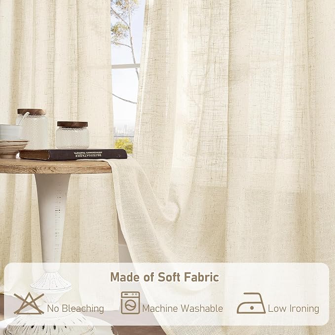 LAMIT Faux Linen Curtains 63 inches Long - Image 8