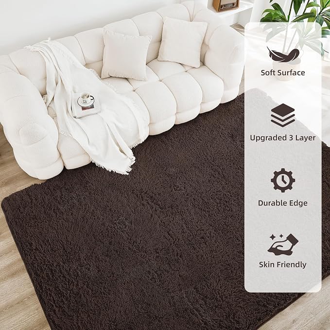 Litanika 9x12 Shag Area Rug for Living Room Bedroom, Non-Shedding Modern Indoor - Image 4