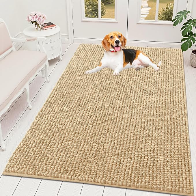 OLANLY Dog Door Mat for Muddy Paws 59x35, Ultra Absorbent Chenille Mud Doormat by OLANLY