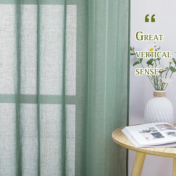 NICETOWN Linen Curtains Flax Sheer Texture - Image 2