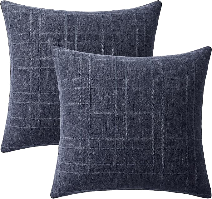 MIULEE Decorative Linen Check Euro Shams Throw Pillow Covers Neutral Farmhouse - Image 8