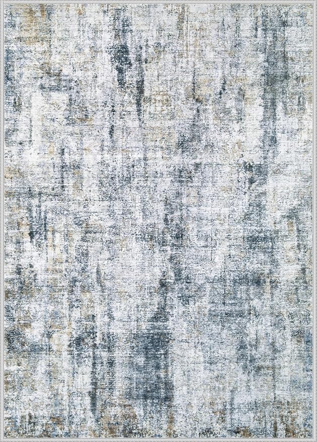 5x7 Area Rug for Living Room: Washable Abstract Soft Rugs Non Slip Modern Stain - Image 8