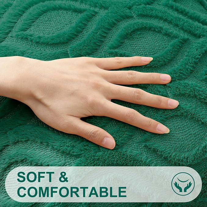 decorUhome Throw Pillow Covers 18x18 Inch Set of 2, Soft Plush Faux Wool Green - Image 2