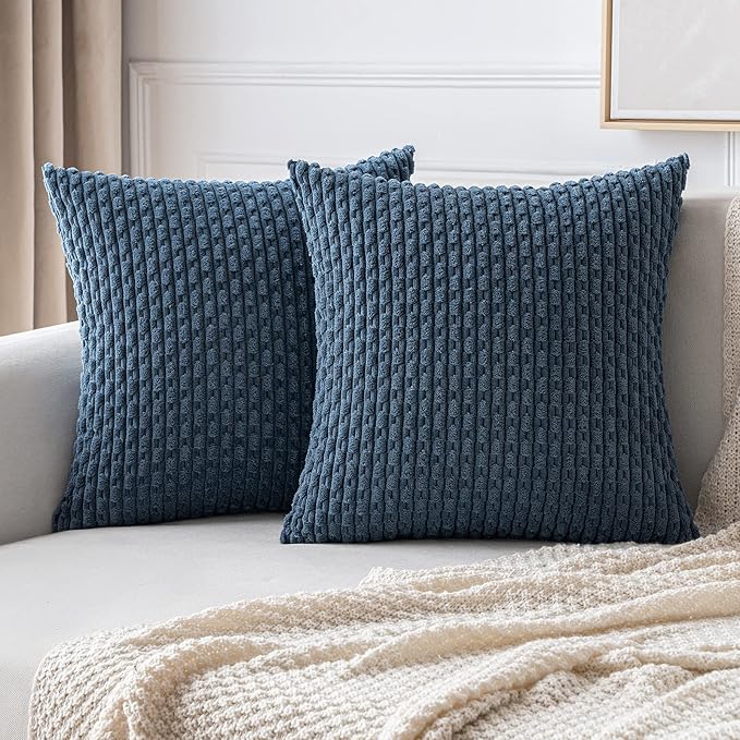 MIULEE Pack of 2 Decorative Throw Pillow Covers 24x24 Inch Soft Boho Striped by MIULEE