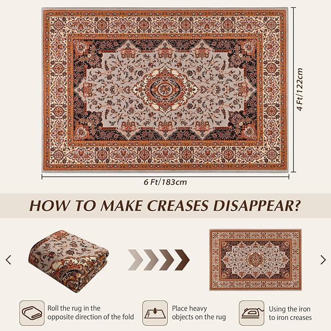 Area Rug for Bedroom, 4x6Ft Non-Slip Modern Carpet for Dining Room Farmhouse - Image 2