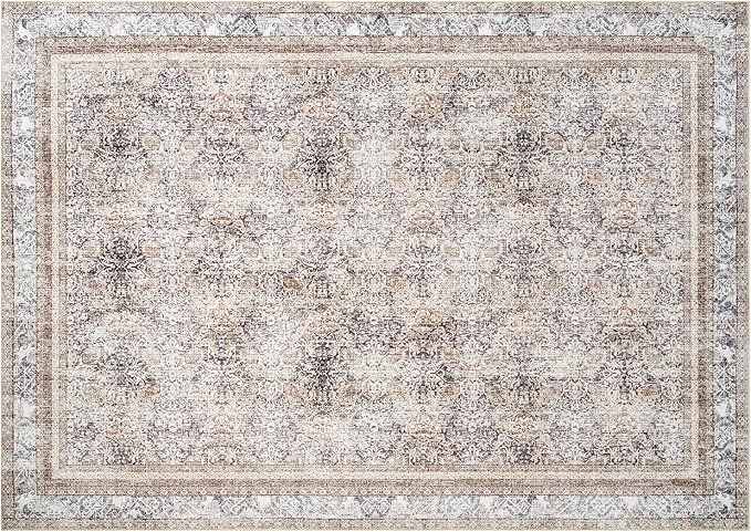 Phantoscope Washable Area Rug 9'x12' Non-Slip, Vintage Neutral Rugs - Image 2