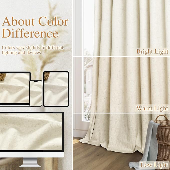 Guken 100% Blackout Curtains 80 Inch Length 2 Panels Set - Image 7