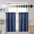 Chyhomenyc Bennet 2 Panels Blue Kitchen Curtains 24 Inch Length Tier Curtains by Chyhomenyc
