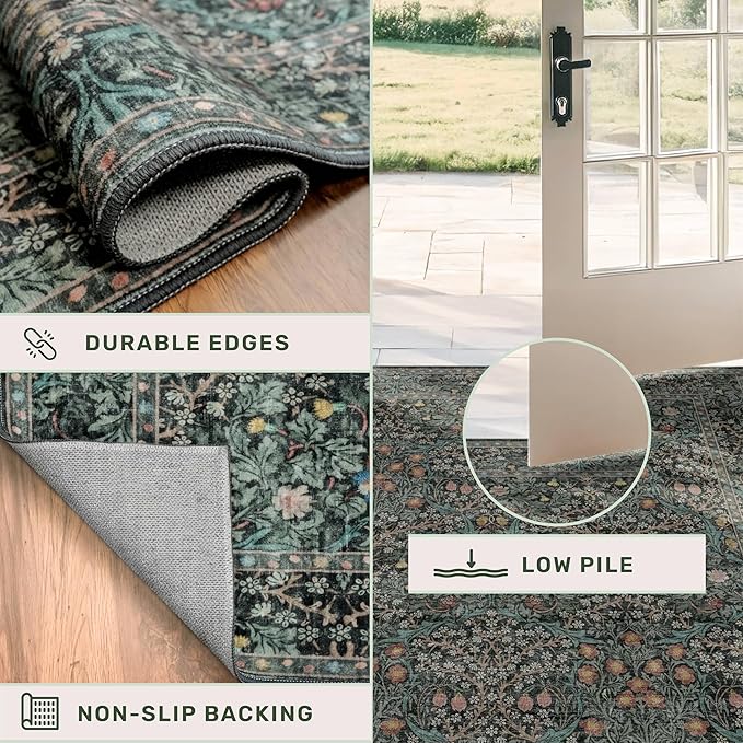 Hazo Haus Washable Dark Green 2x10 Runner Rug - Image 4