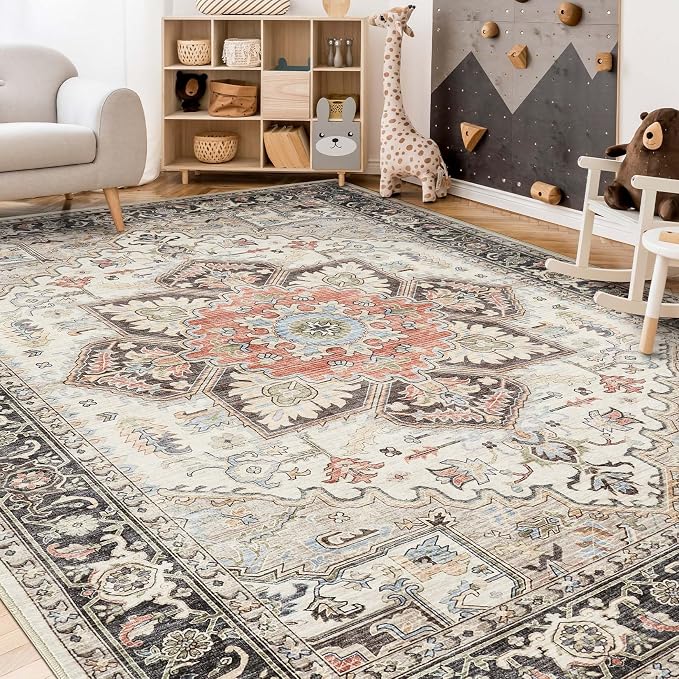 Area Rug 10x14 for Living Room, Medallion Printed Ultra-Thin Soft Large Carpet - Image 6