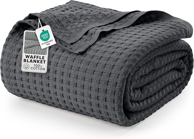 Utopia Bedding Charcoal 100% Cotton Waffle Blanket 300 GSM Soft Lightweight by UTOPIABEDDING