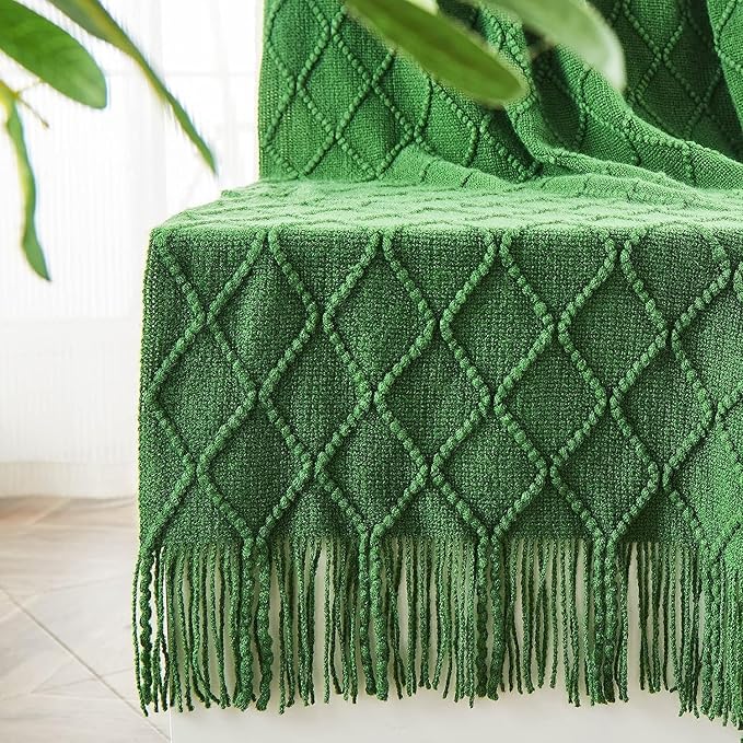 inhand Green Knitted Throw Blanket by inhand
