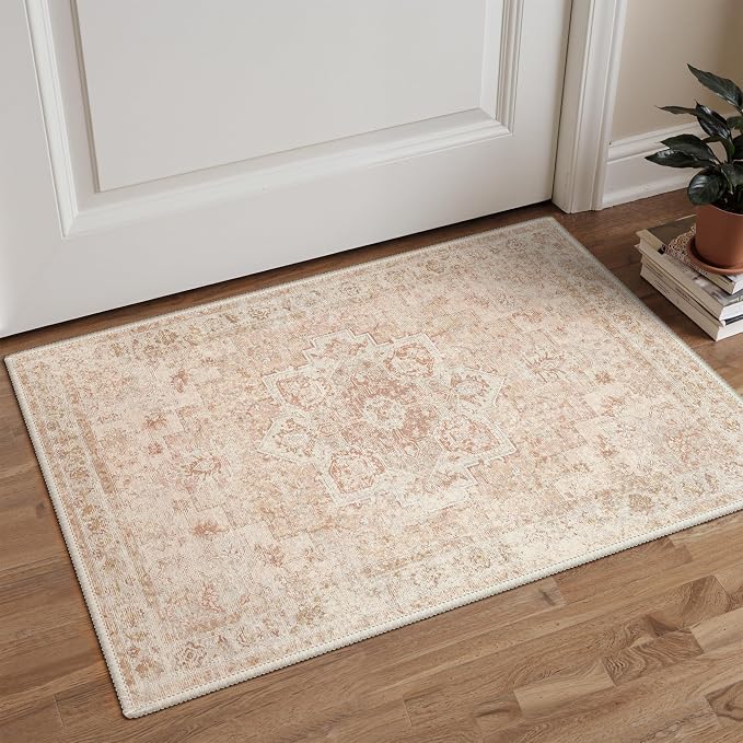 GENIMO Area Rug 2x3 Doormat, Machine Washable Low Pile Rugs, Small Retro by GENIMO