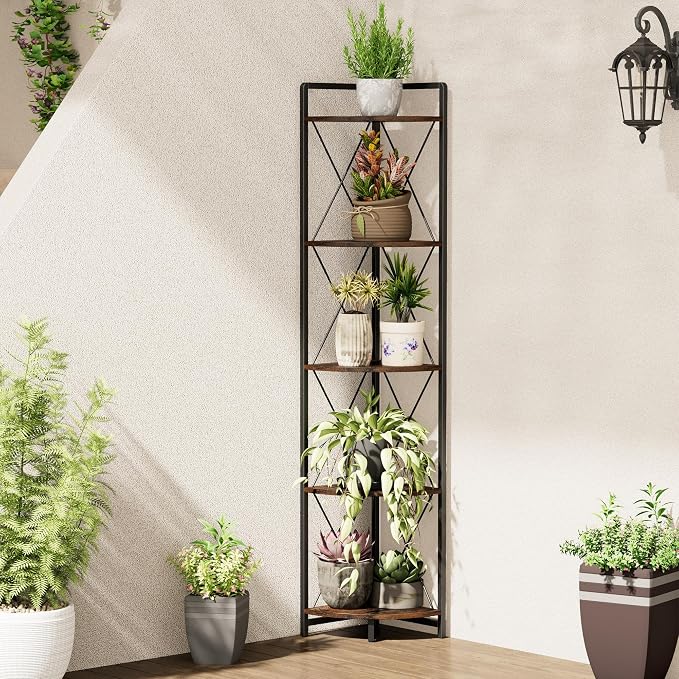 5 Tier Corner Shelf Stand, Metal Corner Shelf, Plant Stand Display Shelf - Image 3