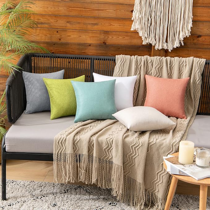 MIULEE Pack of 2 Decorative Outdoor Solid Waterproof Throw Pillow Covers Spring - Image 4