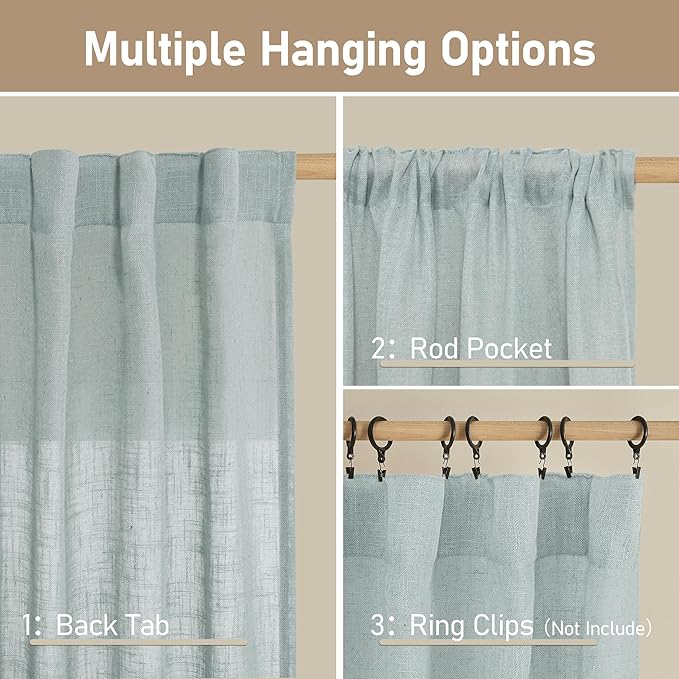 LAMIT Linen Curtains 108 Inches Long - Image 3