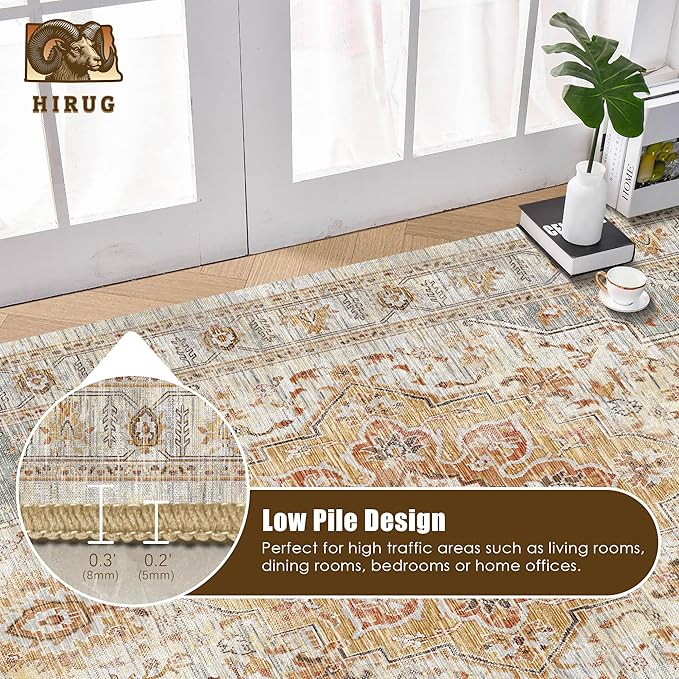 Washable Area Rug 9' x 12' Vintage Traditional Persian Mat - Image 5