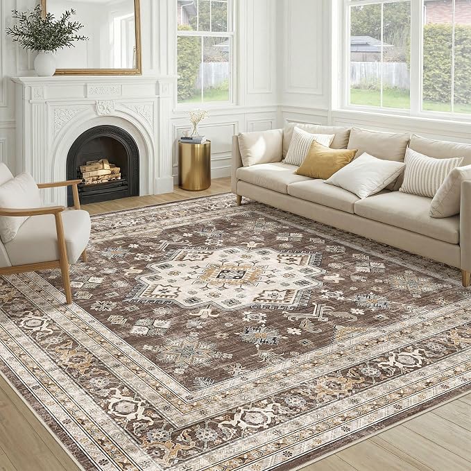 Vintage Living Room Square Area Rug 8x8 by COTILED